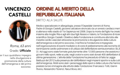 Vincenzo Castelli Ufficiale dell’Ordine al Merito della Repubblica Italiana